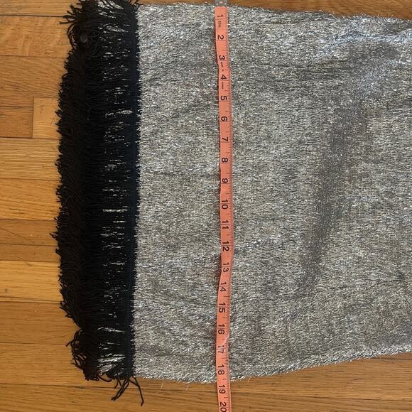 60s Vintage Silver Eyelash Tinsel Mini Dress with Black Fringe - Picture 14 of 15